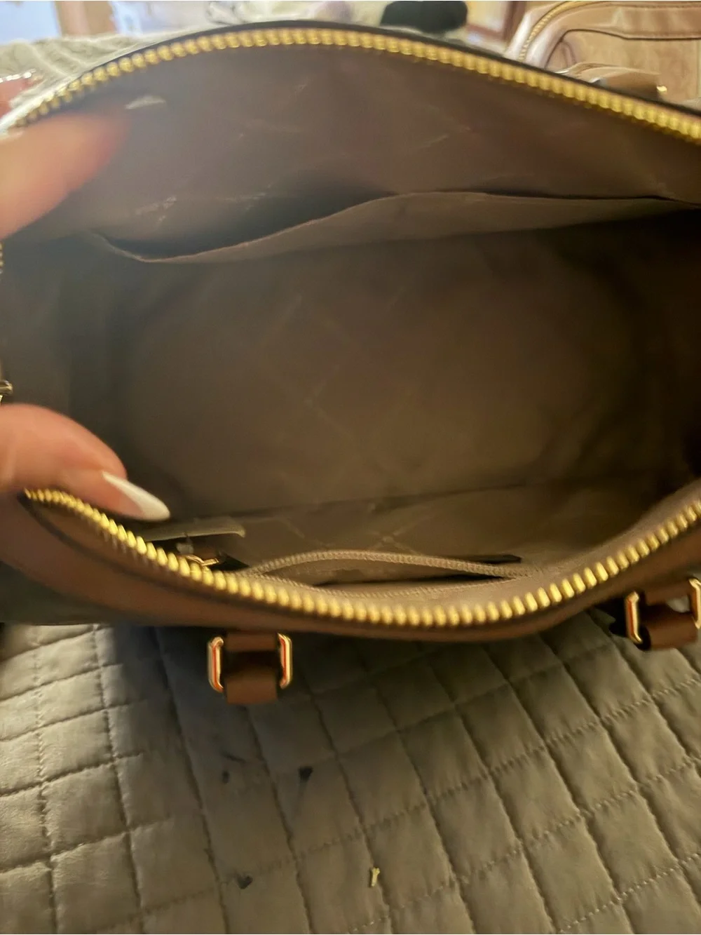 MICHAEL Michael Kors Bedford Legacy Brown Duffel Satchel with Gold Hardware